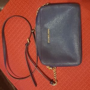 Never used- Michael Kors Blue Cross Over Bag